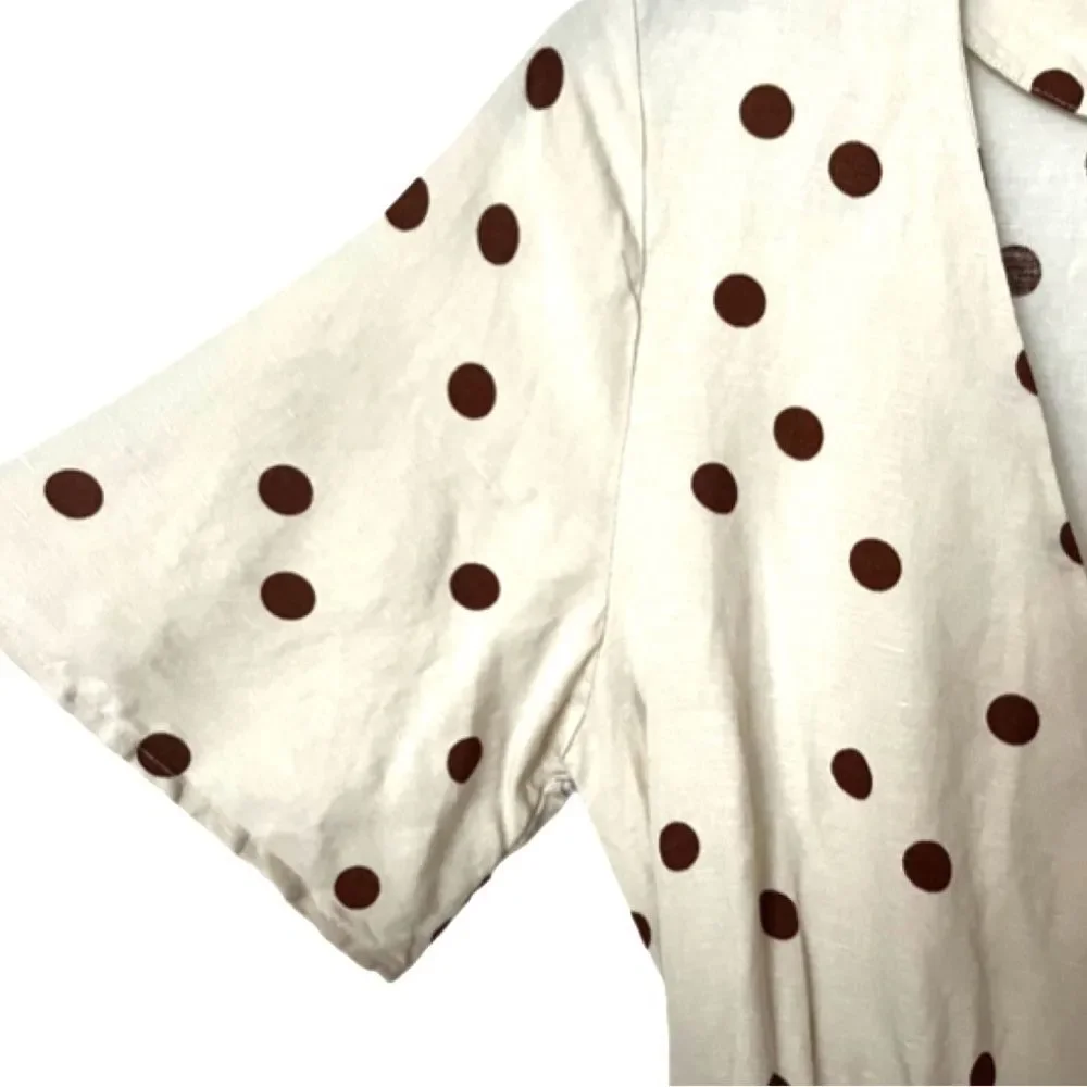 Moon River linen blend polka dot midi wrap dress SIZE MEDIUM